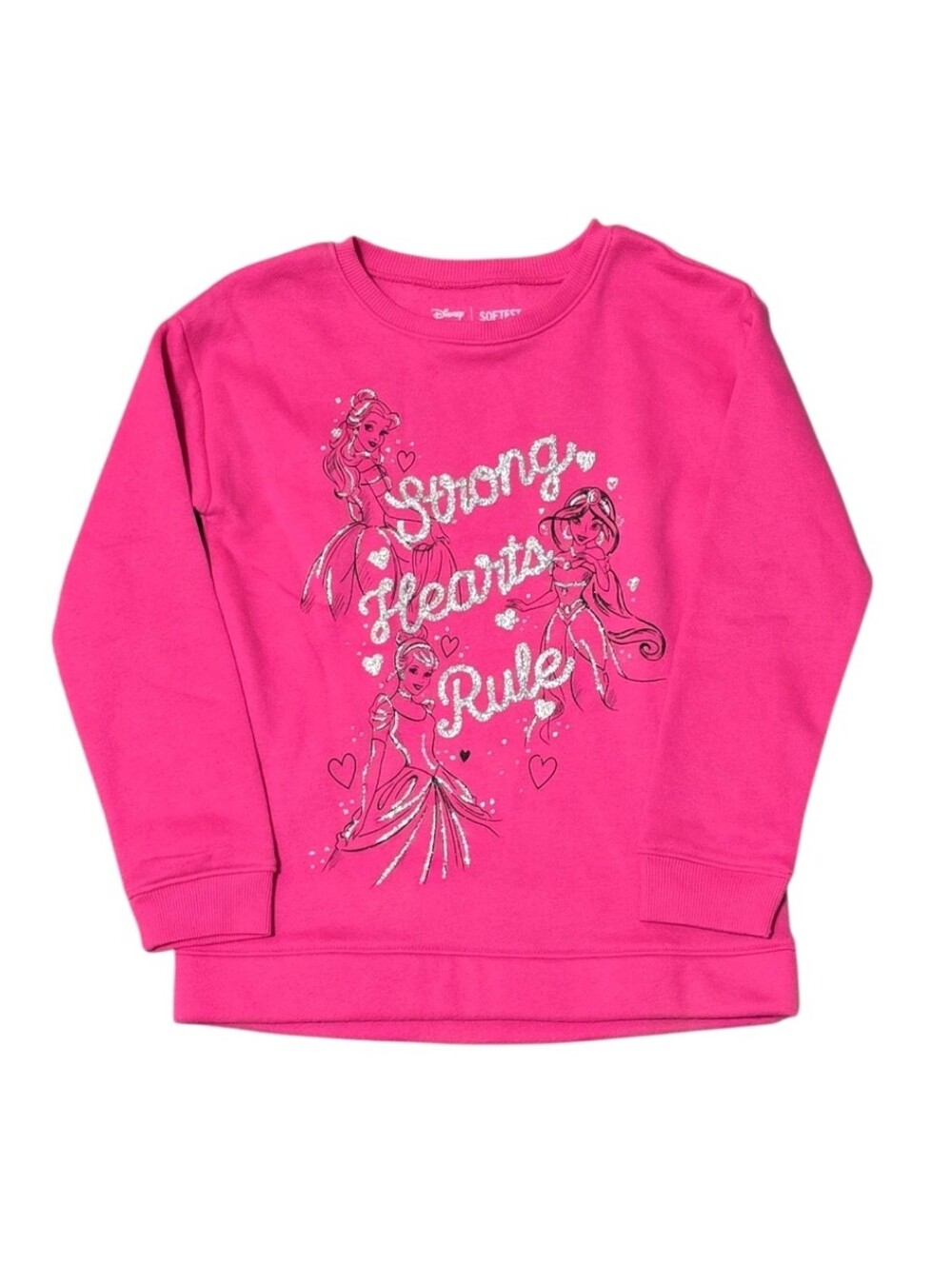 NWT Disney Jumping Beans Girls Fleece Crew Neck Sweater Pink 6X Princess Theme